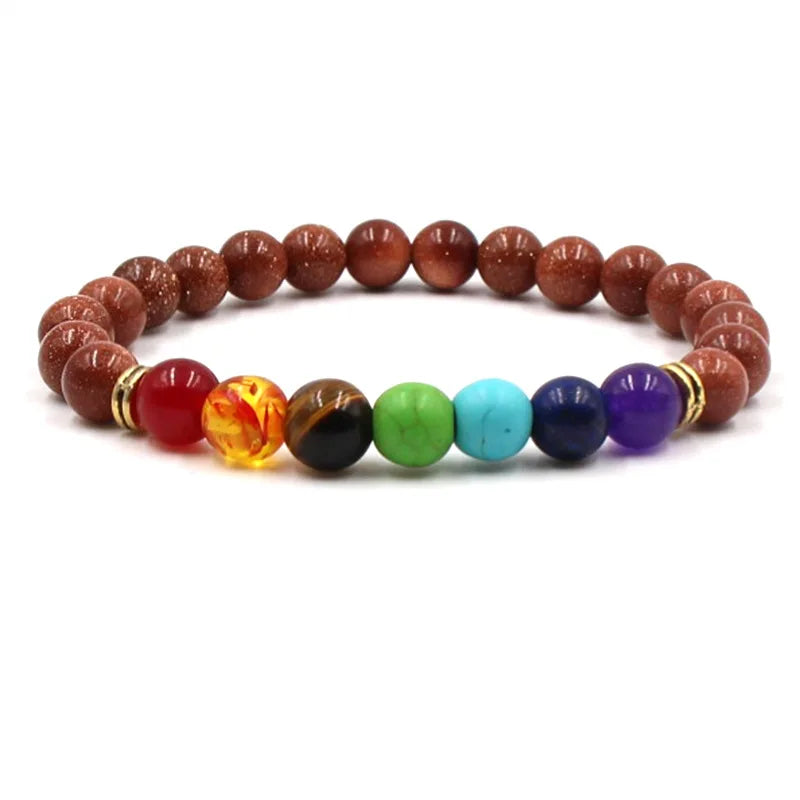 8MM Natural Stone Beaded Chain Bracelets for Women Men Couple Lava Rock Healing Balance Beads Reiki Buddha Chakra Bangle Jewelry