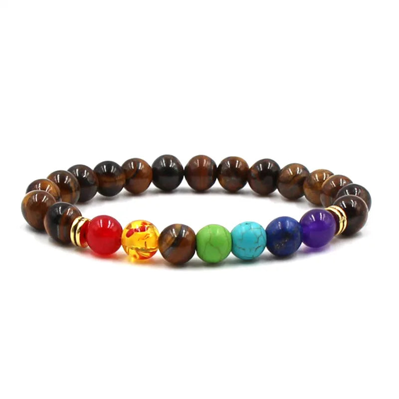 8MM Natural Stone Beaded Chain Bracelets for Women Men Couple Lava Rock Healing Balance Beads Reiki Buddha Chakra Bangle Jewelry