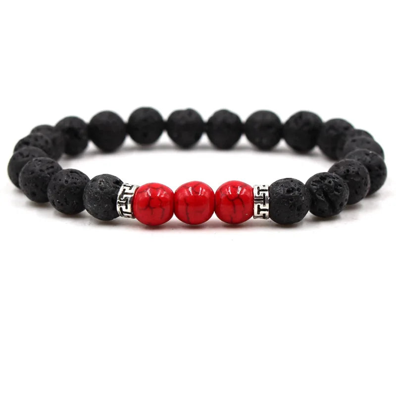 8MM Natural Stone Beaded Chain Bracelets for Women Men Couple Lava Rock Healing Balance Beads Reiki Buddha Chakra Bangle Jewelry