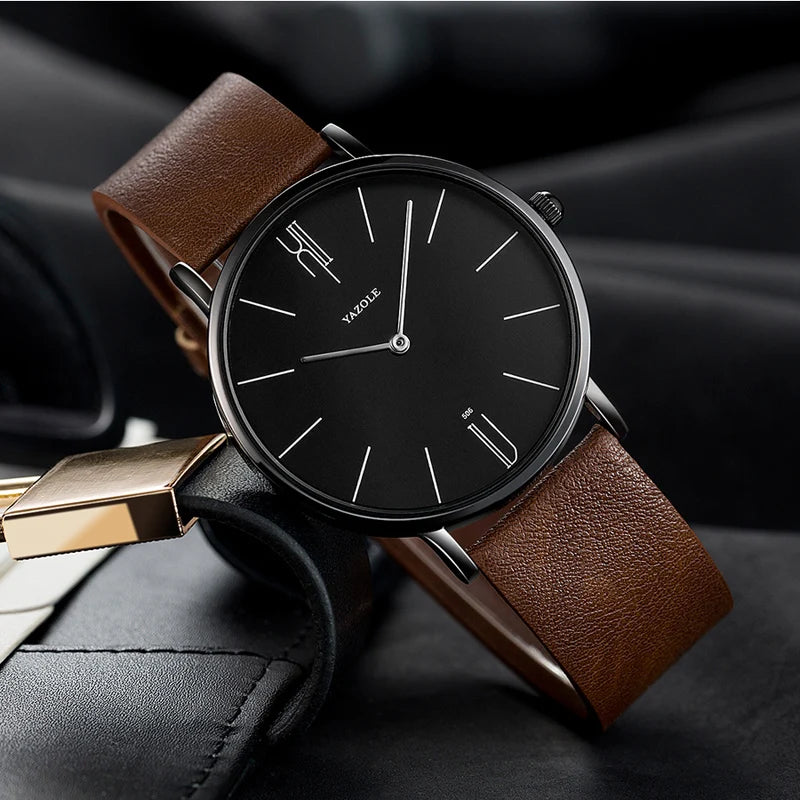 YAZOLE Top Brand Luxury Men Watch Leather Quartz Wristwatches Men'S Business Watch Wristwatch Casual Clock Men Relogio Masculino