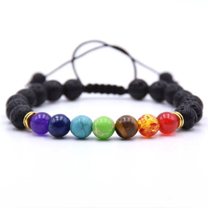 8MM Natural Stone Beaded Chain Bracelets for Women Men Couple Lava Rock Healing Balance Beads Reiki Buddha Chakra Bangle Jewelry